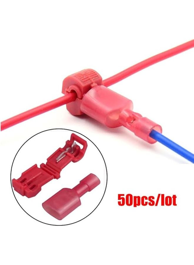 Red T Type Quick Splice Crimp Terminals 0 3mm To 1mm 50PCS Wire Cable Connectors - Image 2